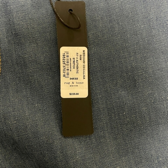 Rag And Bone Raw Fit 2 Authentic Stretch jean mens size 34W 32L - Picture 8 of 11